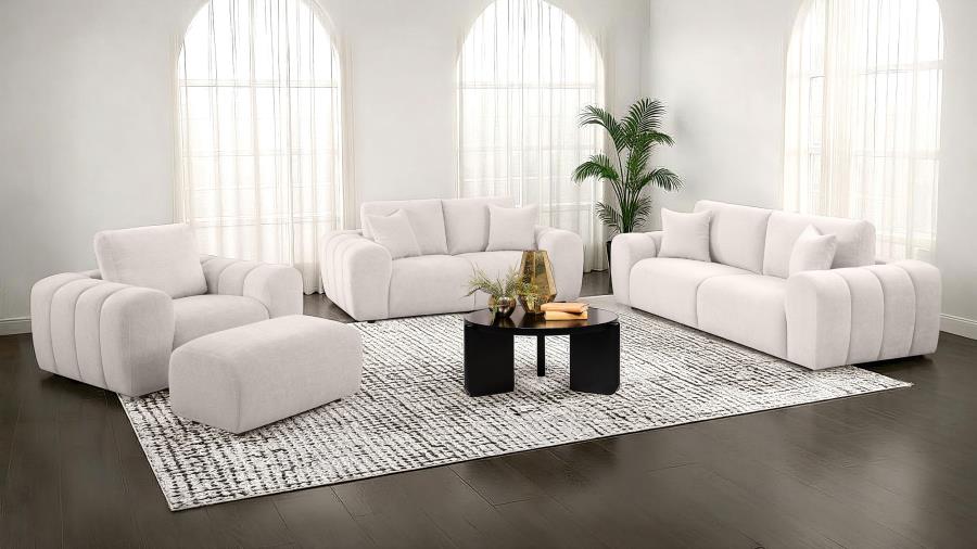 Modal Additional Images for Burnett Chenille Upholstered Wide Arm Loveseat Ivory
