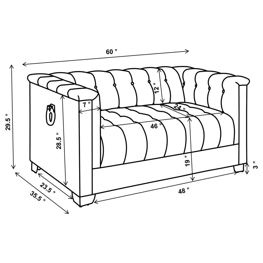 (image for) Chaviano 2-piece Upholstered Track Arm Sofa Set Pearl White