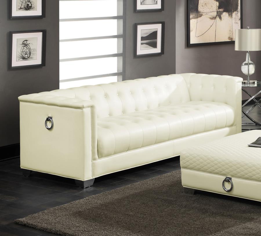 (image for) Chaviano Upholstered Track Arm Sofa Pearl White