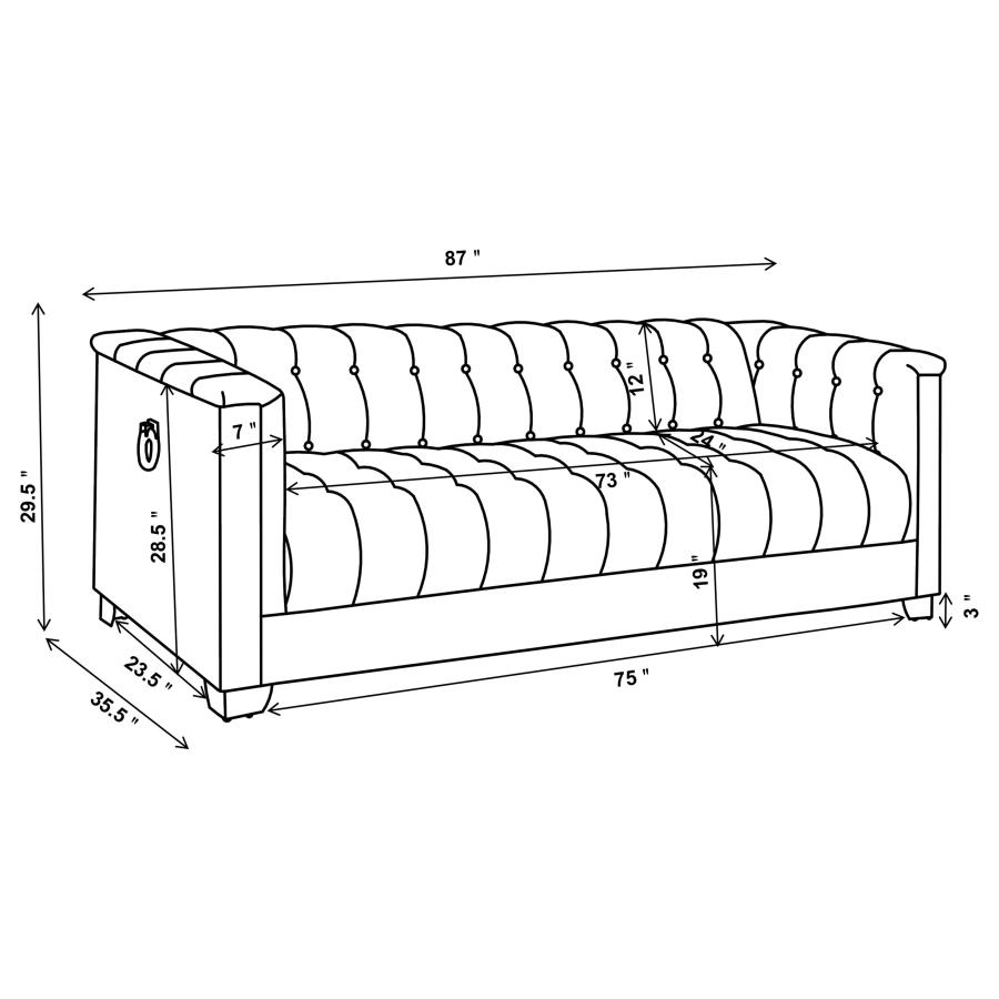 (image for) Chaviano Upholstered Track Arm Sofa Pearl White