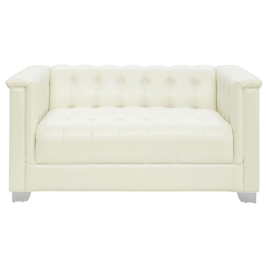 (image for) Chaviano Upholstered Track Arm Loveseat Pearl White