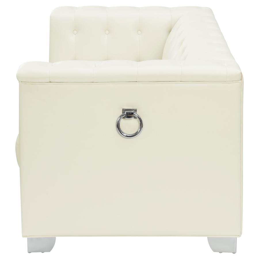 (image for) Chaviano Upholstered Track Arm Loveseat Pearl White