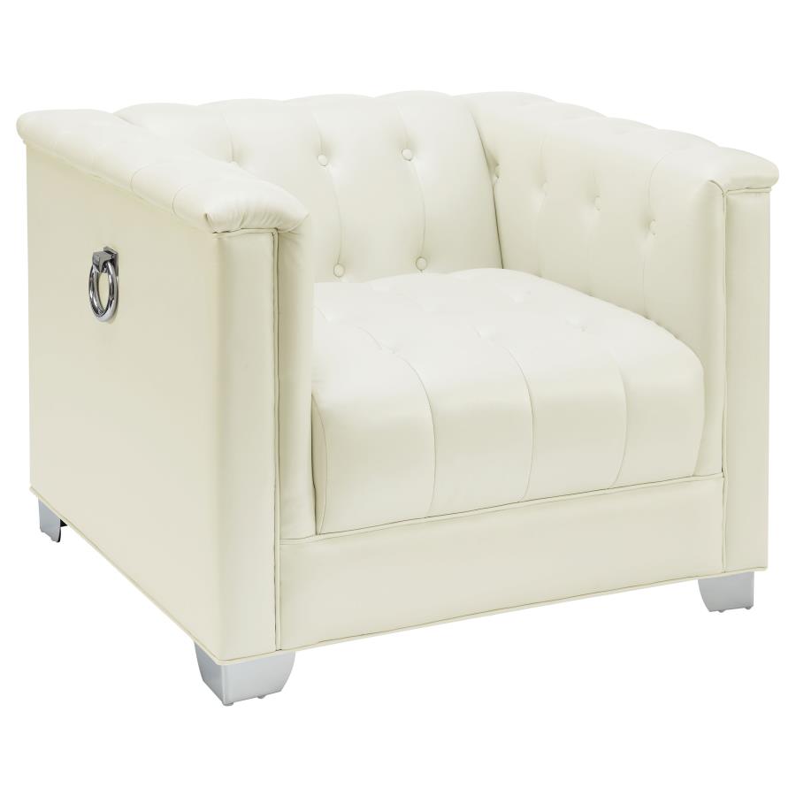 (image for) Chaviano Upholstered Track Arm Accent Chair Pearl White - Click Image to Close