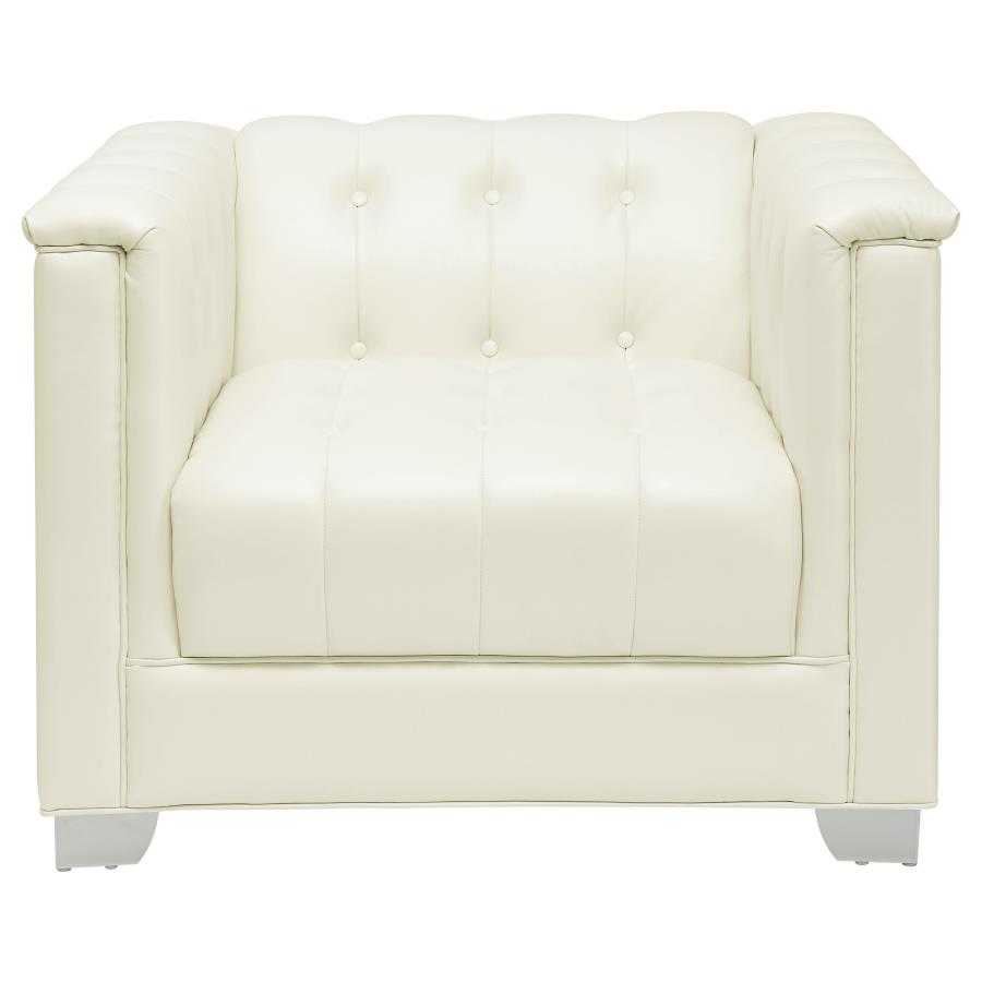 (image for) Chaviano Upholstered Track Arm Accent Chair Pearl White