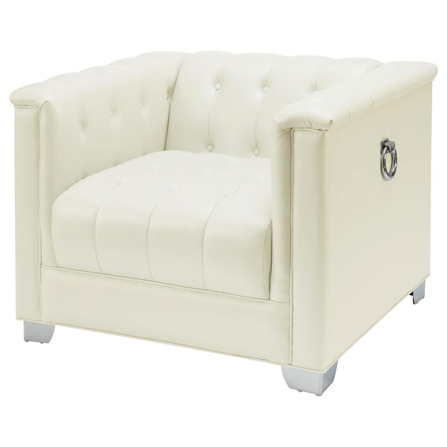 (image for) Chaviano Upholstered Track Arm Accent Chair Pearl White