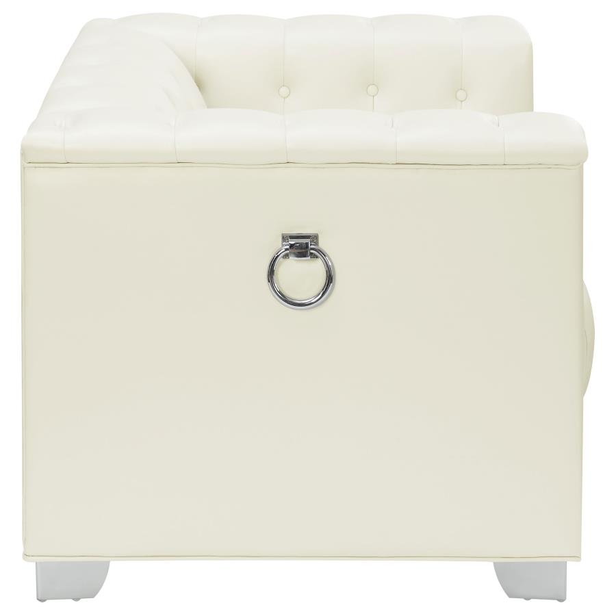 (image for) Chaviano Upholstered Track Arm Accent Chair Pearl White