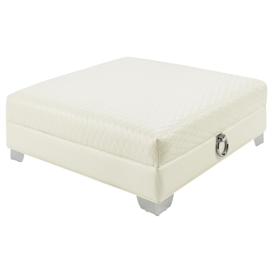 (image for) Chaviano Square Upholstered Ottoman Pearl White - Click Image to Close