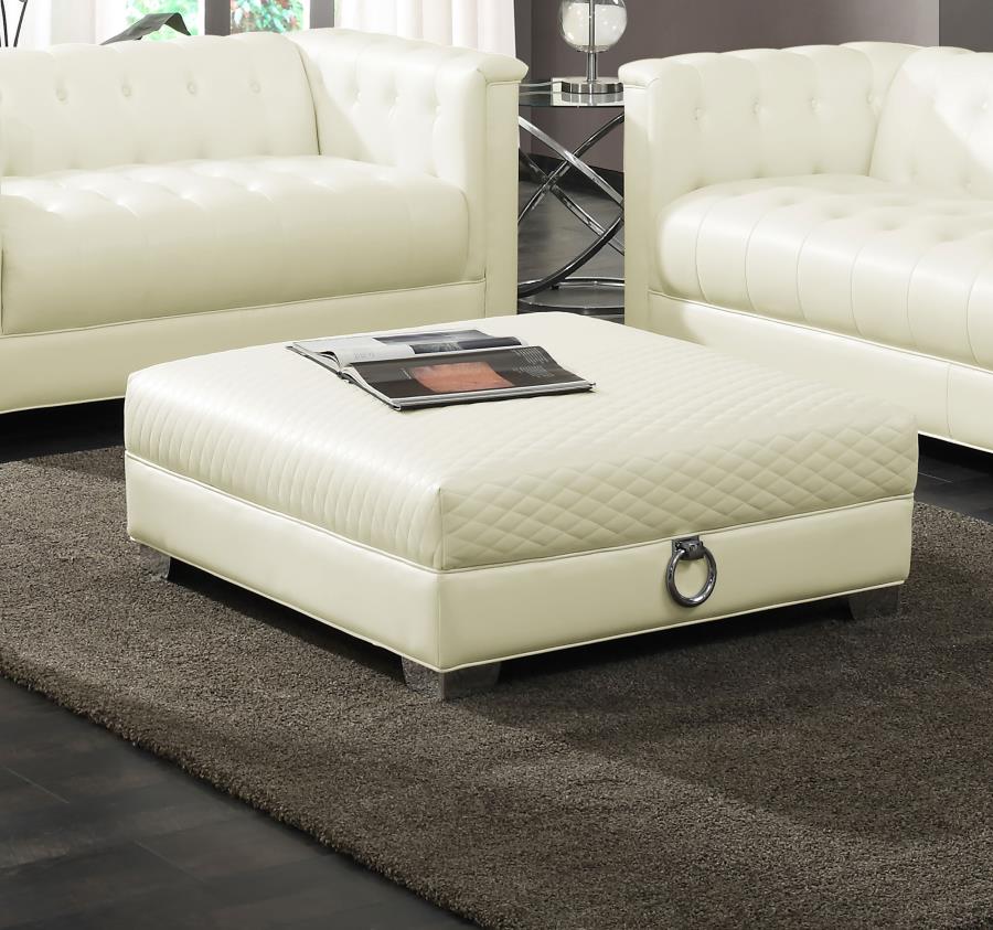 (image for) Chaviano Square Upholstered Ottoman Pearl White