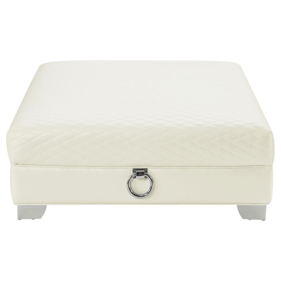 (image for) Chaviano Square Upholstered Ottoman Pearl White