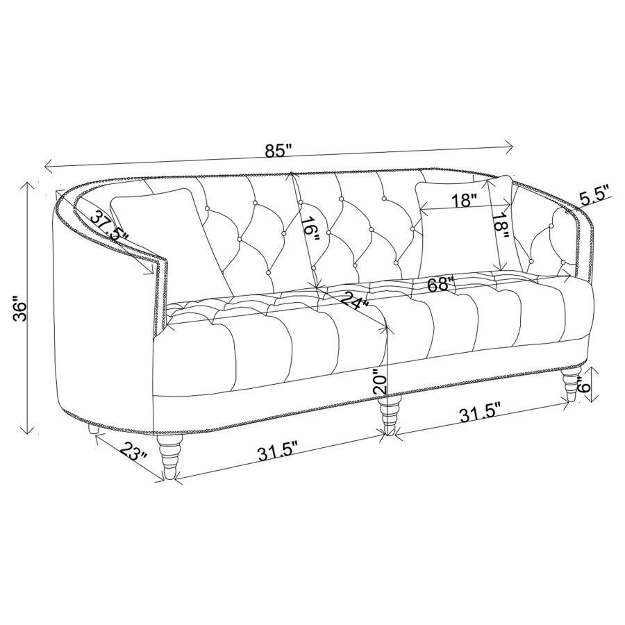 (image for) Avonlea 3-piece Upholstered Sloped Arm Sofa Set Grey Fabric