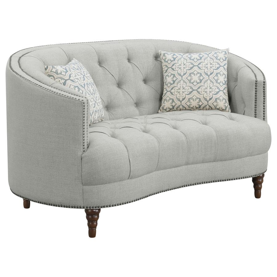 (image for) Avonlea Upholstered Sloped Arm Loveseat Grey Fabric - Click Image to Close