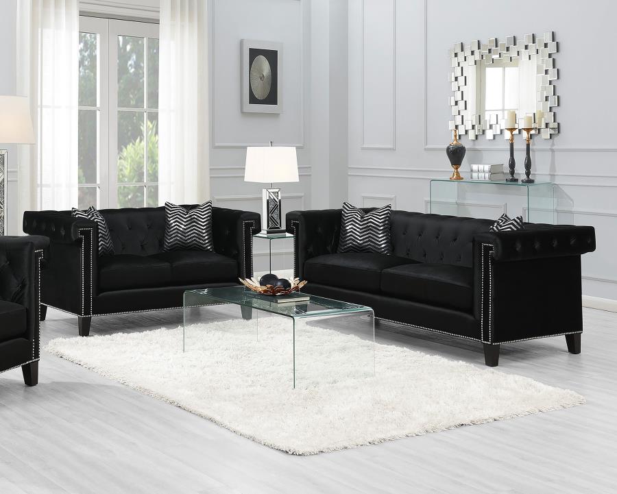 (image for) Reventlow Upholstered Tufted Living Room Set Black