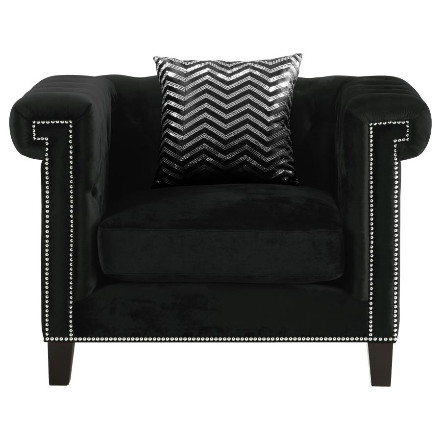 (image for) Reventlow Upholstered Track Arm Accent Chair Black