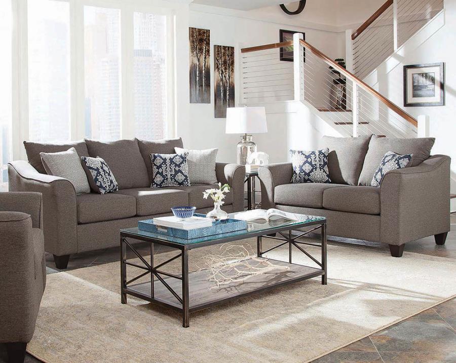 (image for) Salizar 2-piece Upholstered Flared Arm Sofa Set Grey - Click Image to Close