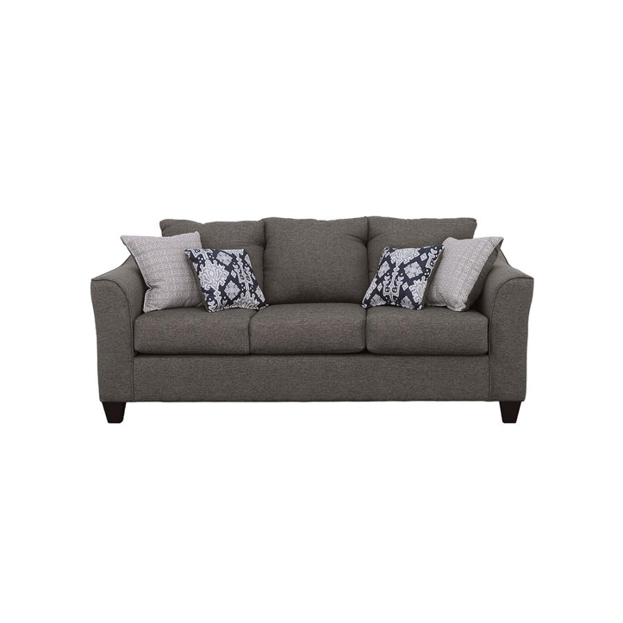 (image for) Salizar Upholstered Flared Arm Sofa Charcoal Grey