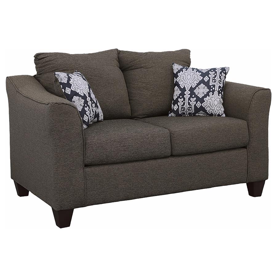 (image for) Salizar Upholstered Flared Arm Loveseat Charcoal Grey