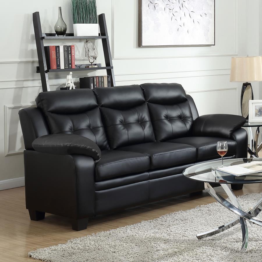 (image for) Finley Upholstered Padded Arm Tufted Sofa Black