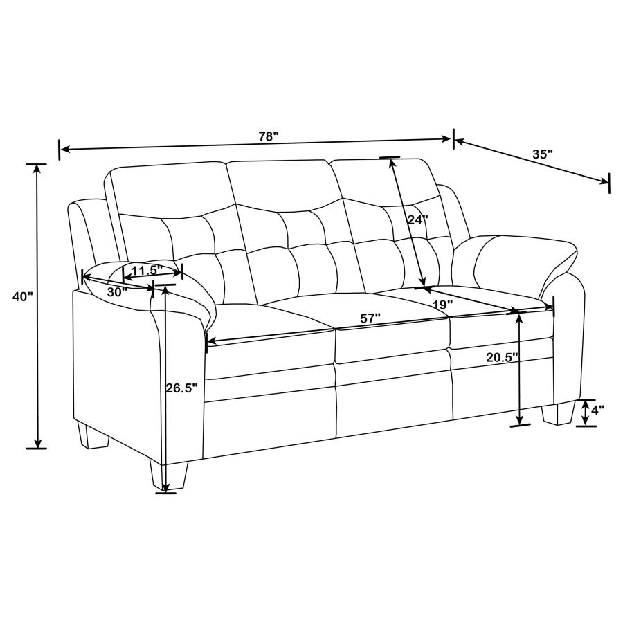 (image for) Finley Upholstered Padded Arm Tufted Sofa Black