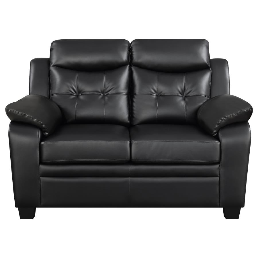 (image for) Finley Upholstered Padded Arm Tufted Loveseat Black