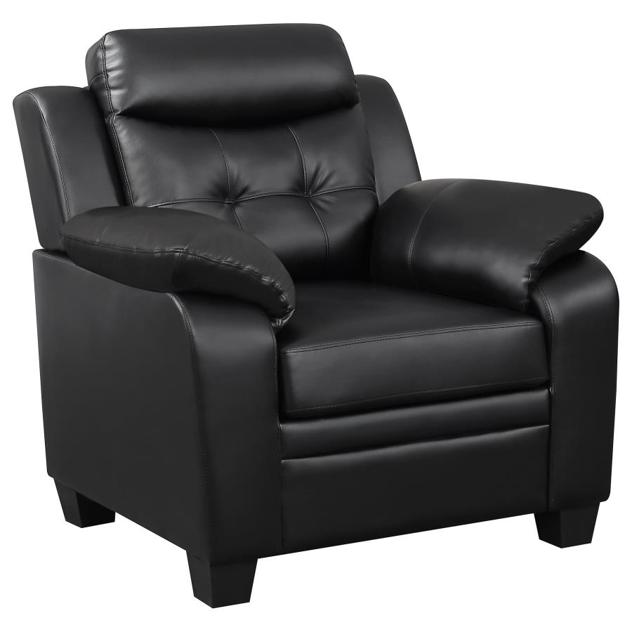 (image for) Finley Upholstered Padded Arm Tufted Accent Chair Black - Click Image to Close