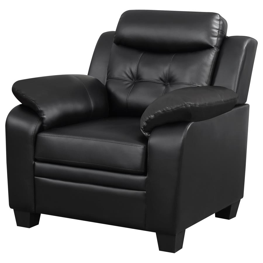 (image for) Finley Upholstered Padded Arm Tufted Accent Chair Black