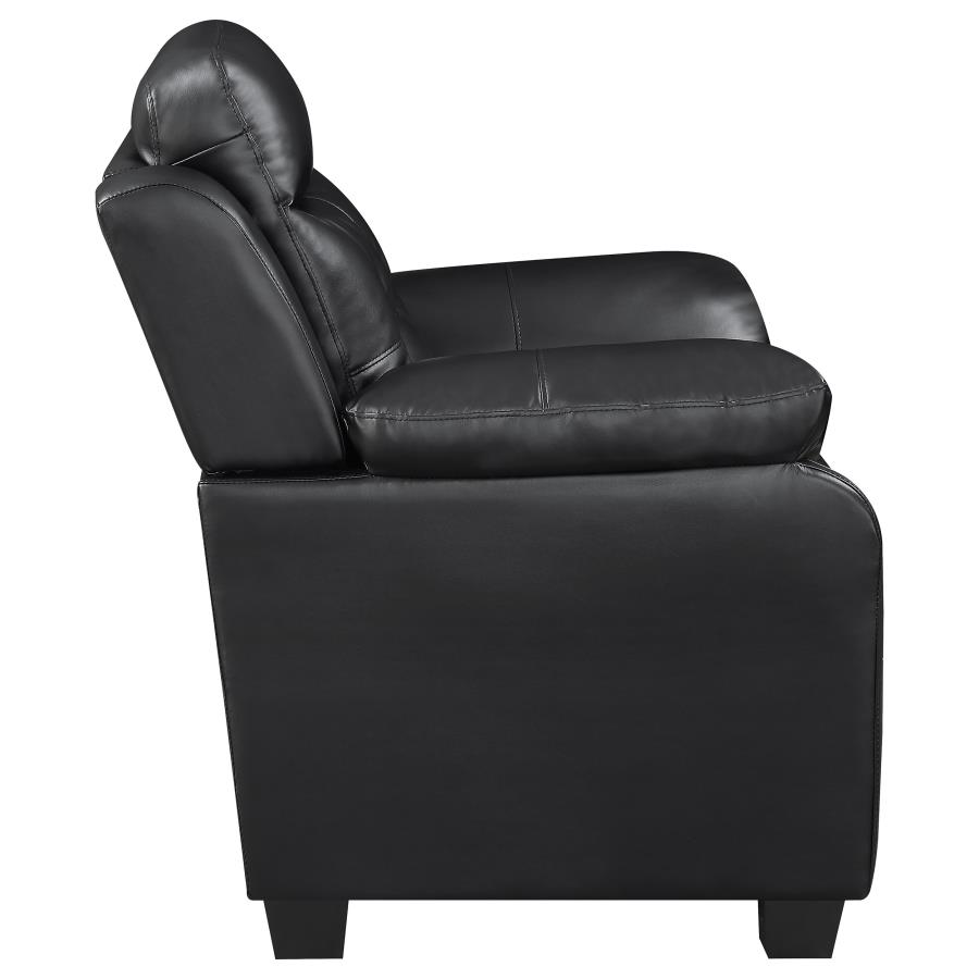 (image for) Finley Upholstered Padded Arm Tufted Accent Chair Black