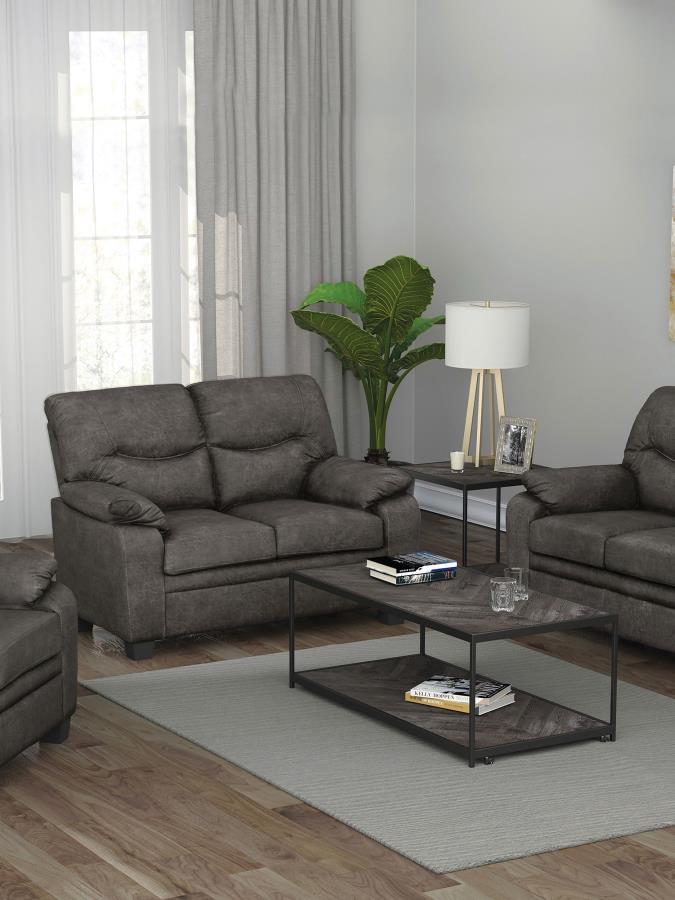 (image for) Meagan Pillow Top Arms Upholstered Loveseat Charcoal