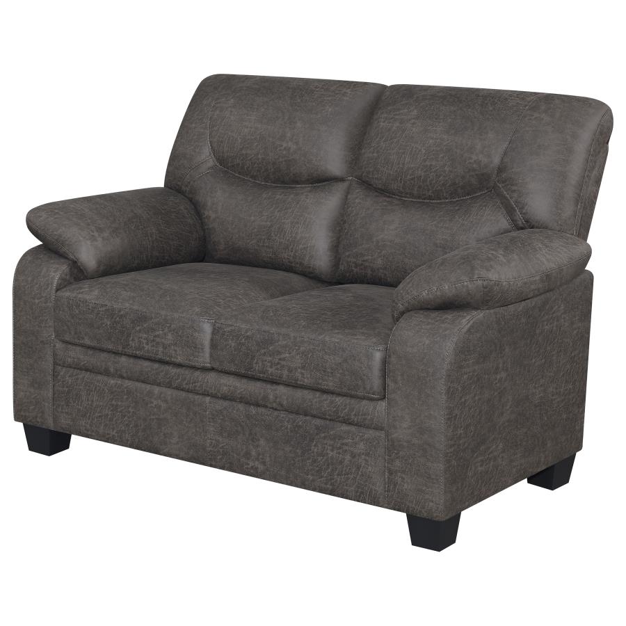 (image for) Meagan Pillow Top Arms Upholstered Loveseat Charcoal