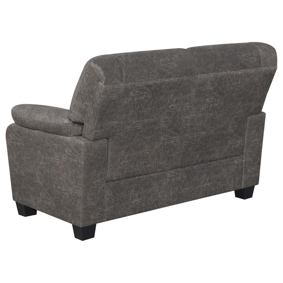 (image for) Meagan Pillow Top Arms Upholstered Loveseat Charcoal