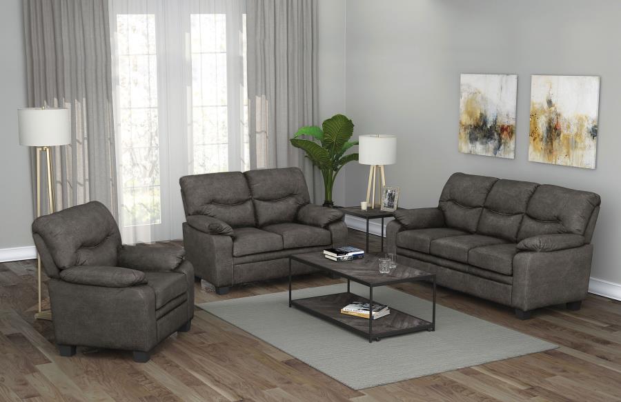 (image for) Meagan Pillow Top Arms Upholstered Loveseat Charcoal