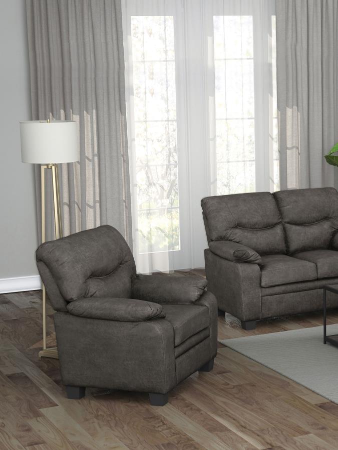 (image for) Meagan Upholstered Padded Arm Accent Chair Charcoal