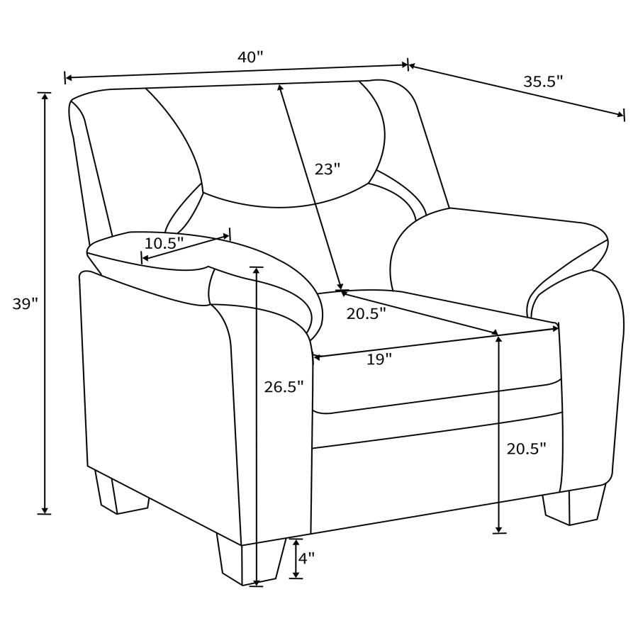 (image for) Meagan Upholstered Padded Arm Accent Chair Charcoal