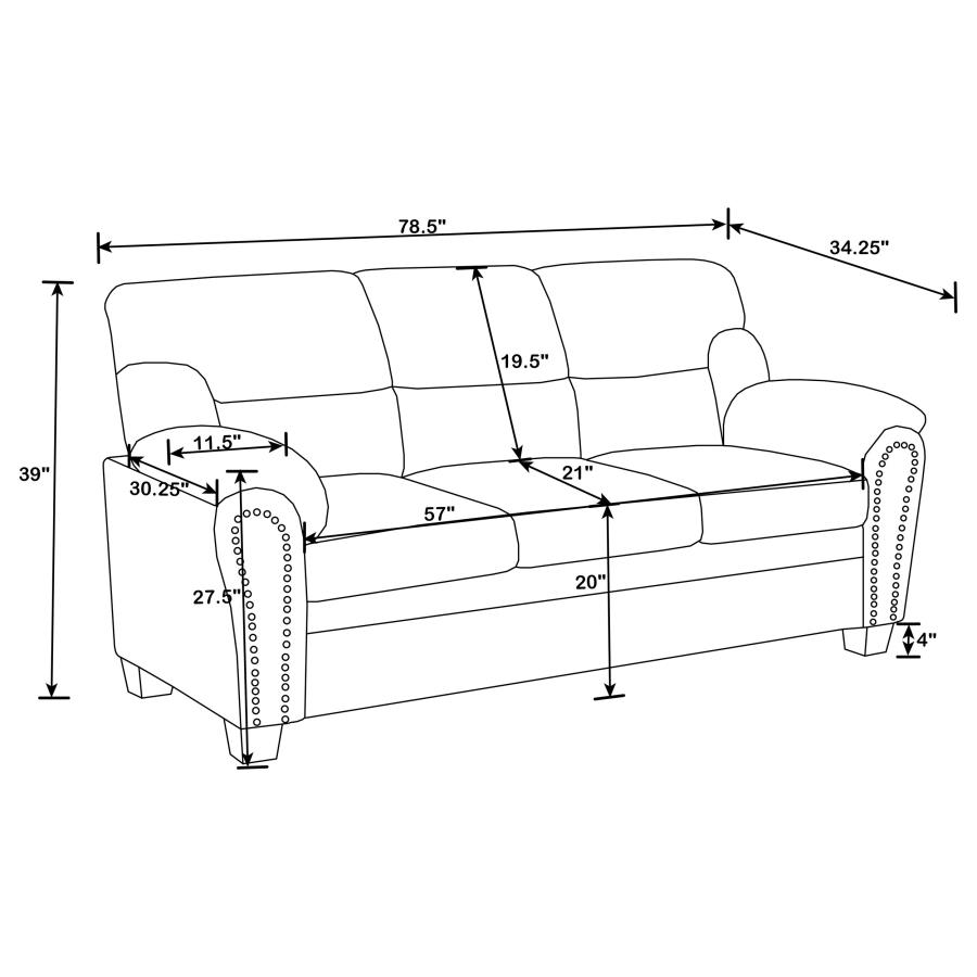 (image for) Clementine 2-piece Upholstered Padded Arm Sofa Set Brown