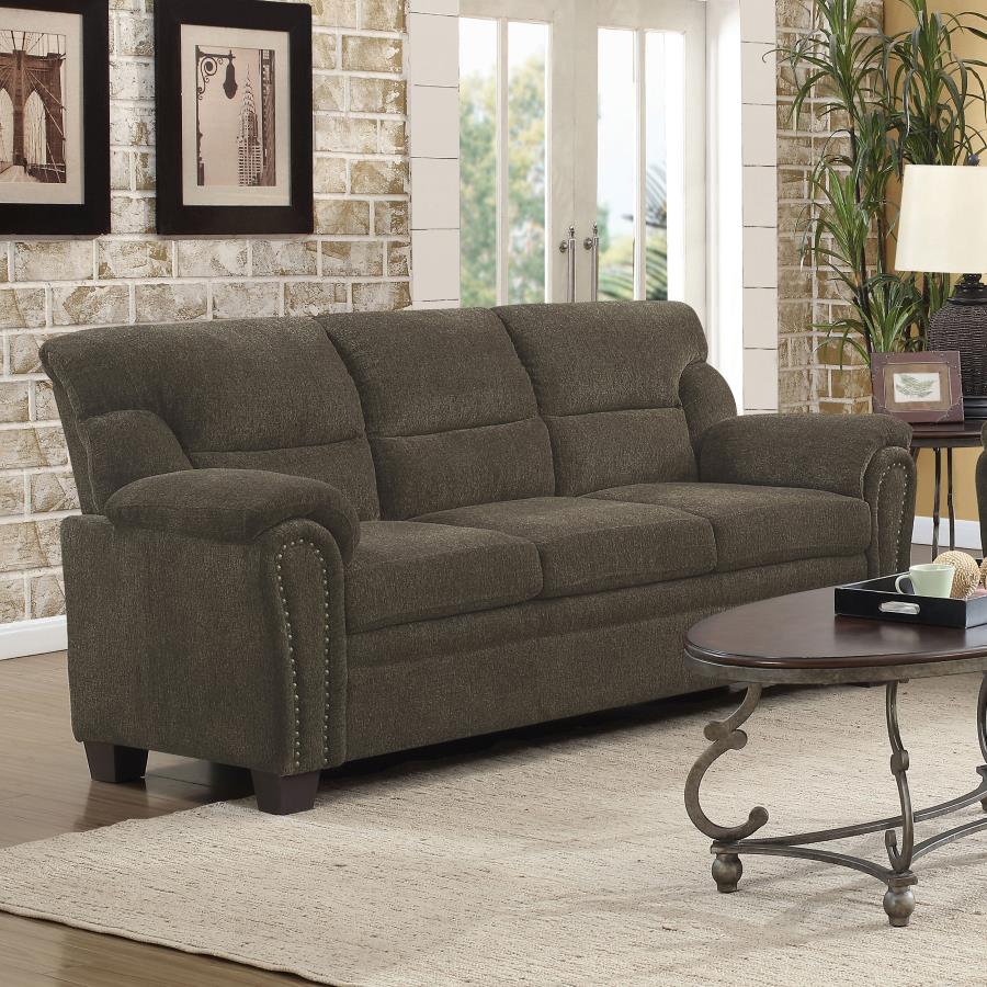 (image for) Clementine Upholstered Padded Arm Sofa Brown