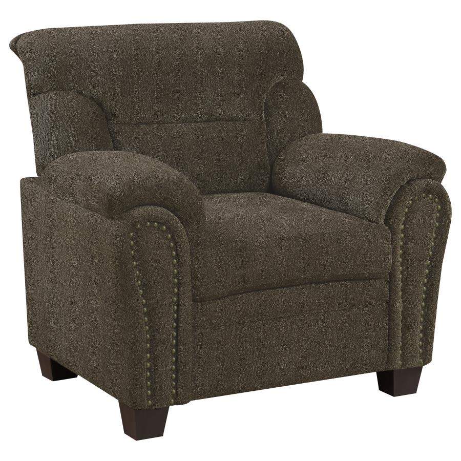 (image for) Clementine Upholstered Padded Arm Accent Chair Brown - Click Image to Close