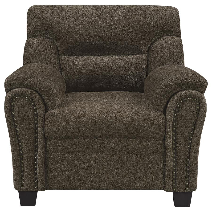 (image for) Clementine Upholstered Padded Arm Accent Chair Brown