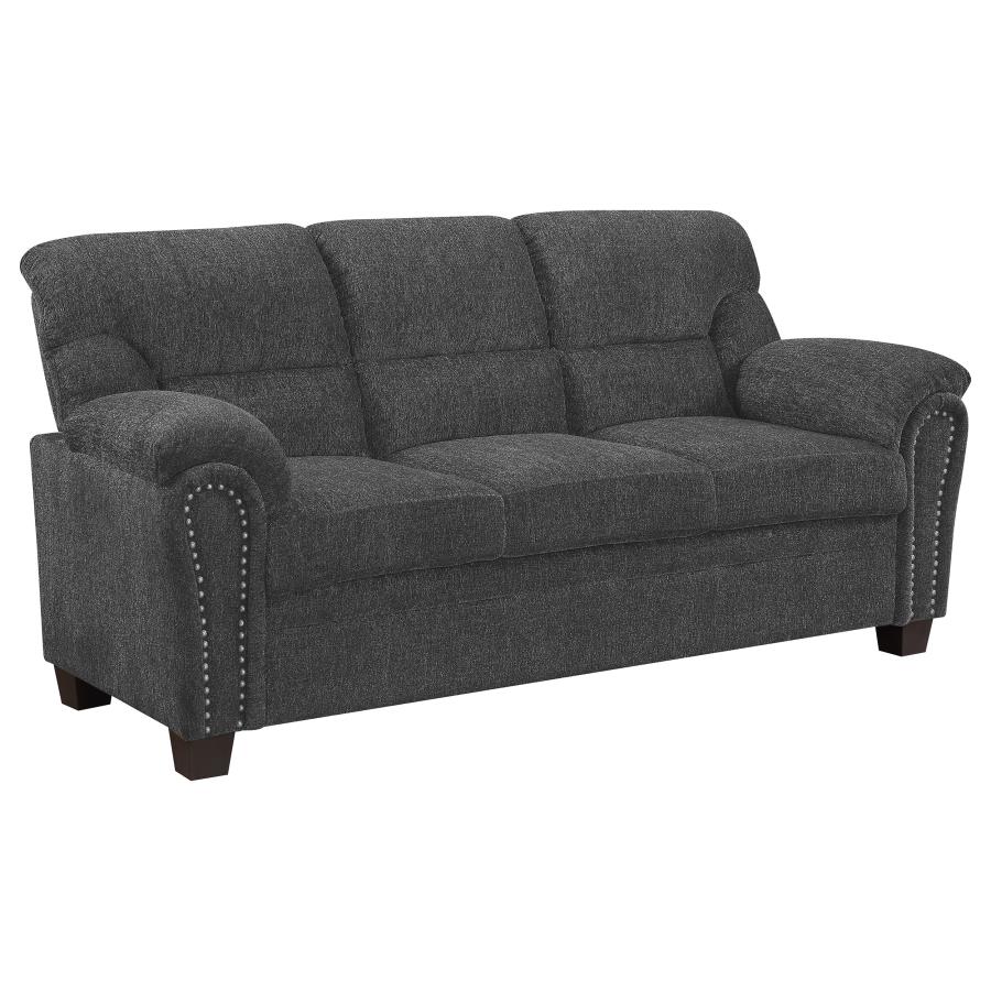 (image for) Clementine 2-piece Upholstered Padded Arm Sofa Set Grey