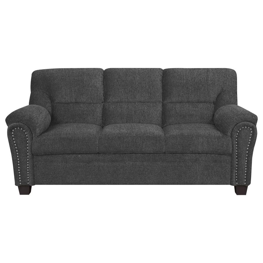 (image for) Clementine 2-piece Upholstered Padded Arm Sofa Set Grey