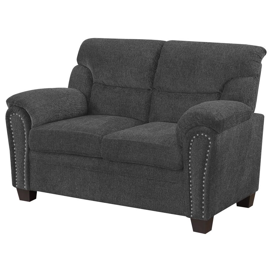 (image for) Clementine Upholstered Padded Arm Loveseat Grey