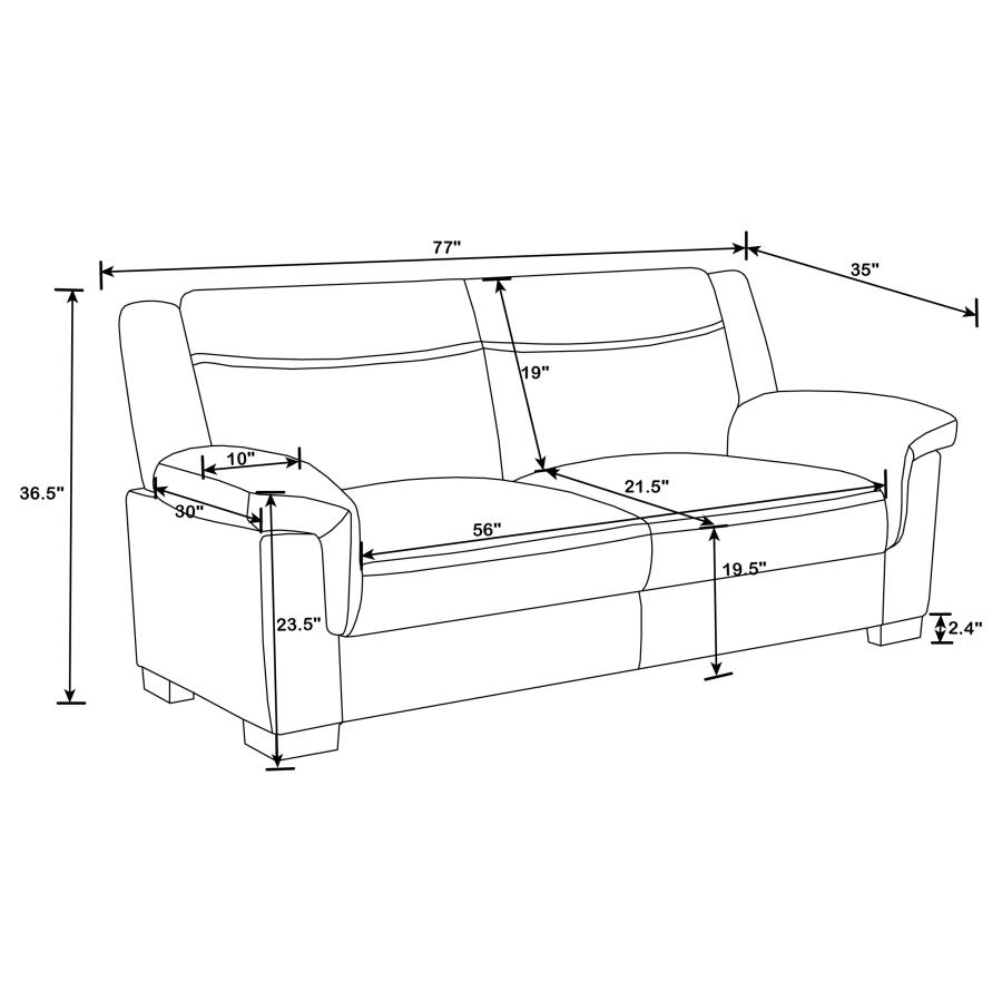 (image for) Arabella 2-piece Upholstered Padded Arm Sofa Set Grey