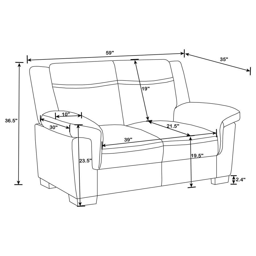 (image for) Arabella 2-piece Upholstered Padded Arm Sofa Set Grey