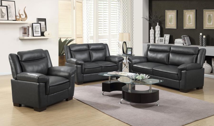 (image for) Arabella 3-piece Upholstered Padded Arm Sofa Set Grey - Click Image to Close