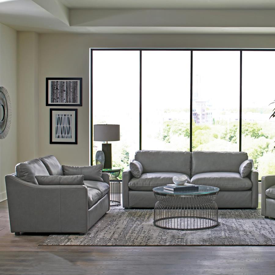 (image for) Grayson 2-piece Sloped Arm Upholstered Living Room Set Grey - Click Image to Close