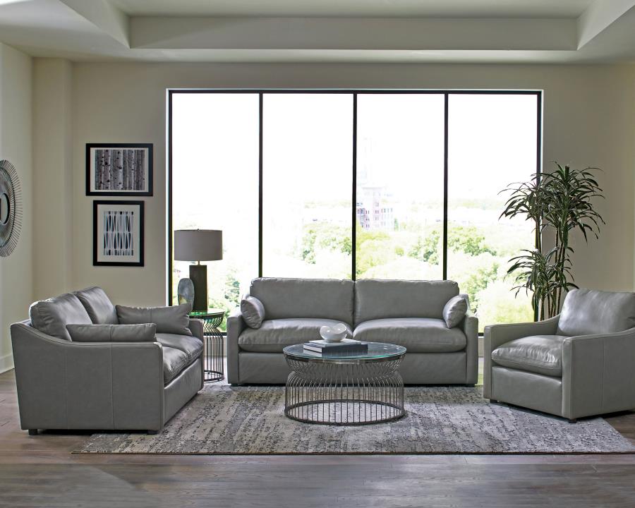 (image for) Grayson 3-piece Sloped Arm Upholstered Living Room Set Grey