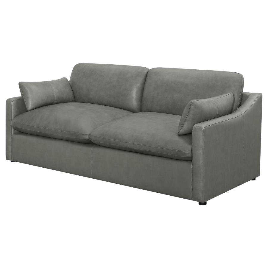 (image for) Grayson Leather Upholstered Sloped Arm Sofa Grey