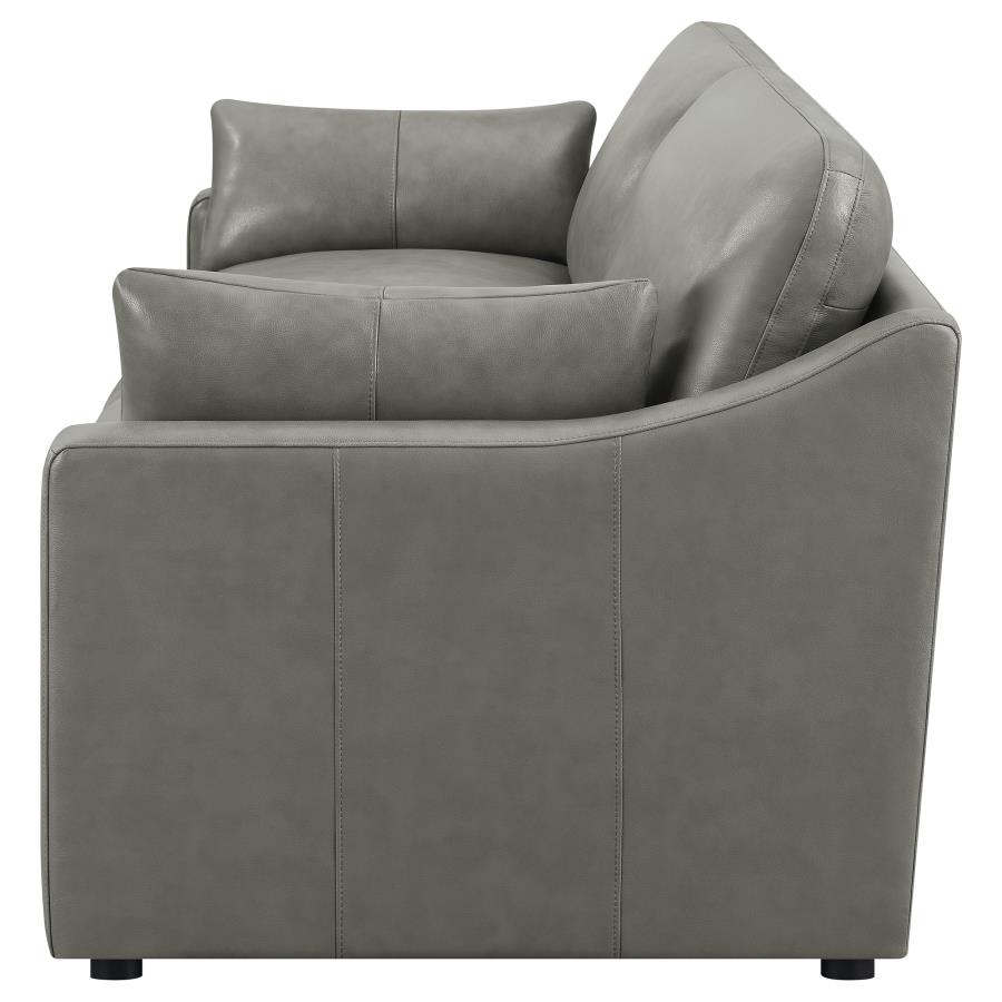 (image for) Grayson Leather Upholstered Sloped Arm Sofa Grey