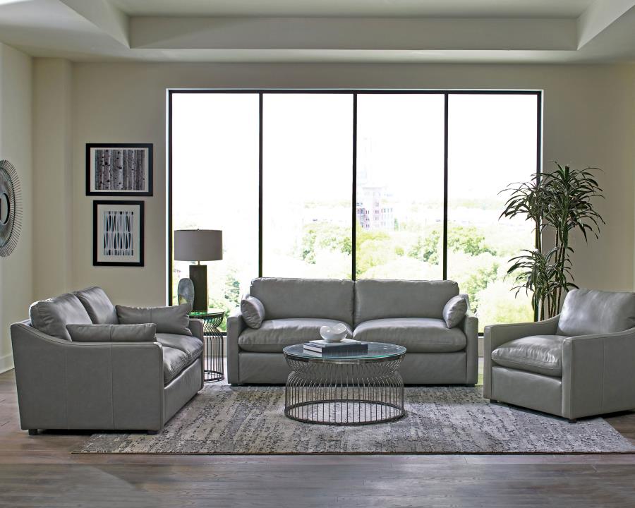 (image for) Grayson Leather Upholstered Sloped Arm Sofa Grey