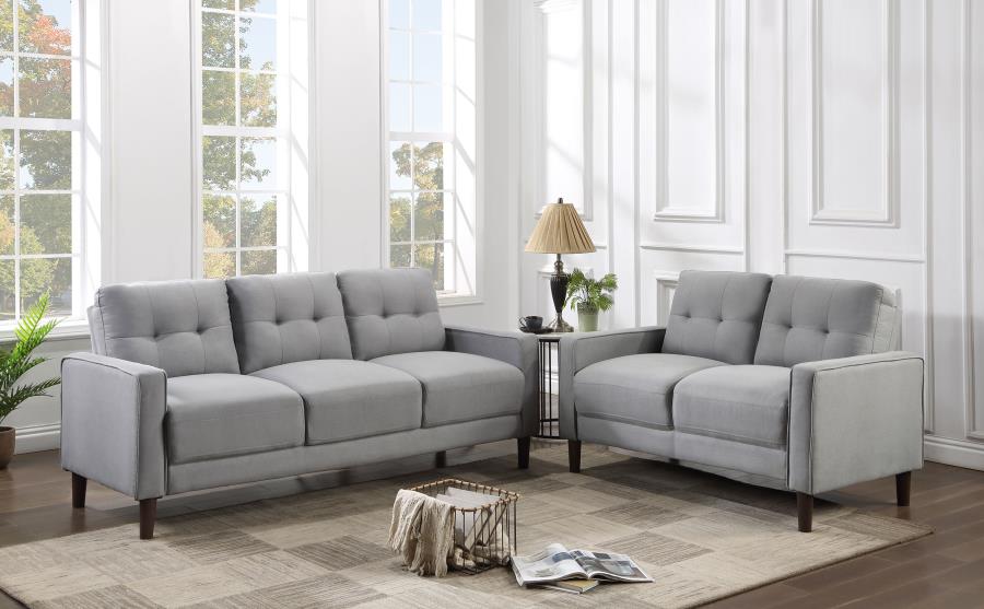 (image for) Bowen 2-piece Upholstered Track Arm Tufted Sofa Set Grey - Click Image to Close