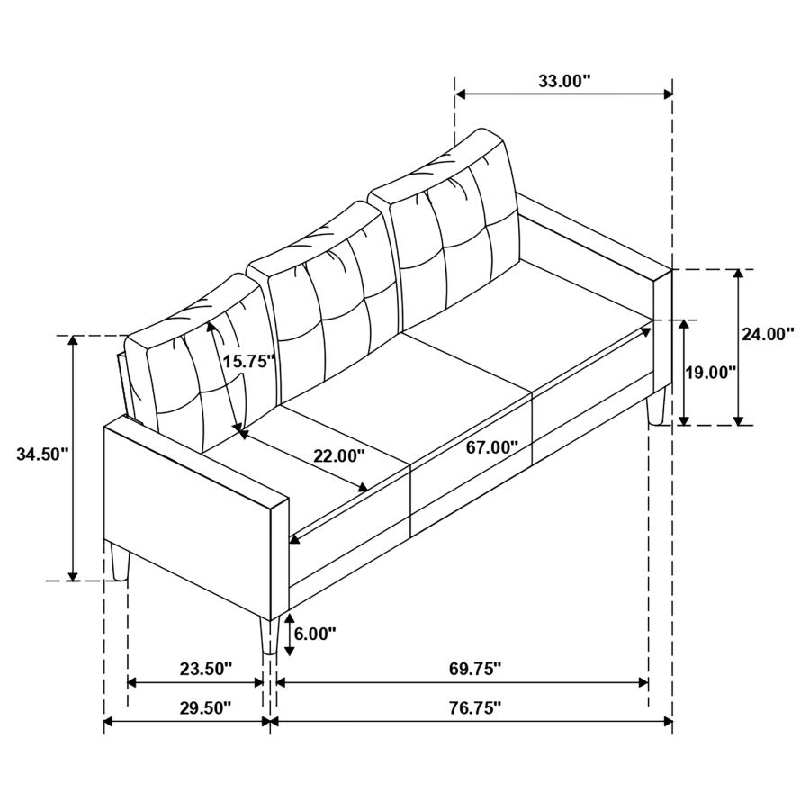 (image for) Bowen Upholstered Track Arm Tufted Sofa Grey