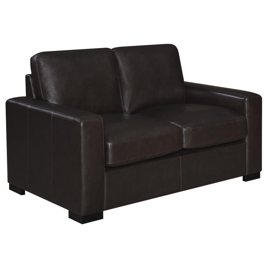 (image for) Boardmead Upholstered Track Arm Loveseat Dark Brown - Click Image to Close